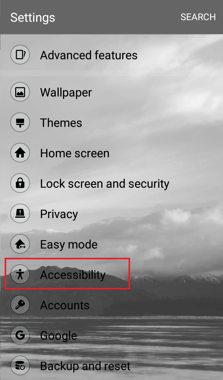 فعال کردن Accessibility